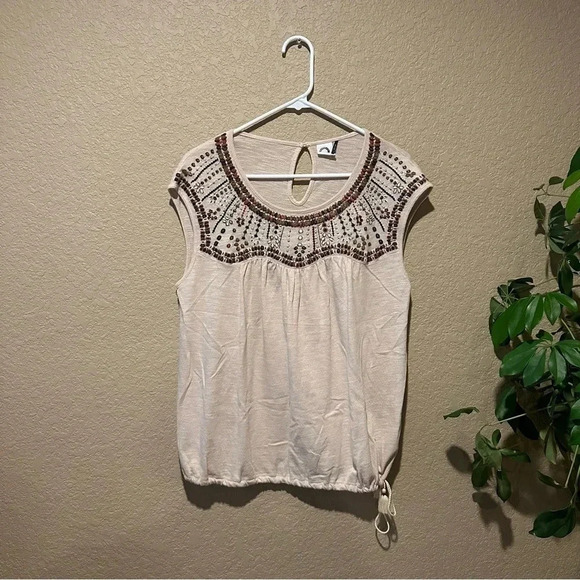 Anthropologie Akemi+Kin Mirabelle Embroidered Sleeveless Boho Top Blouse Size S - Picture 3 of 7